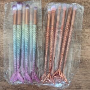 Mermaid Tail Makeup Brush Set - Purple and Rose Gold